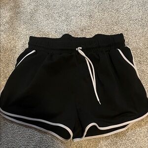 Shosho Black Athletic Shorts with White Accents